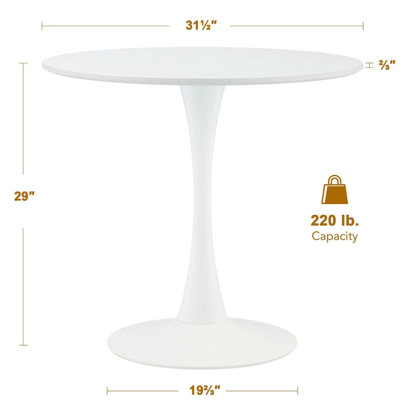 Table de salle à manger de cuisine ronde moderne de 31,5 pouces