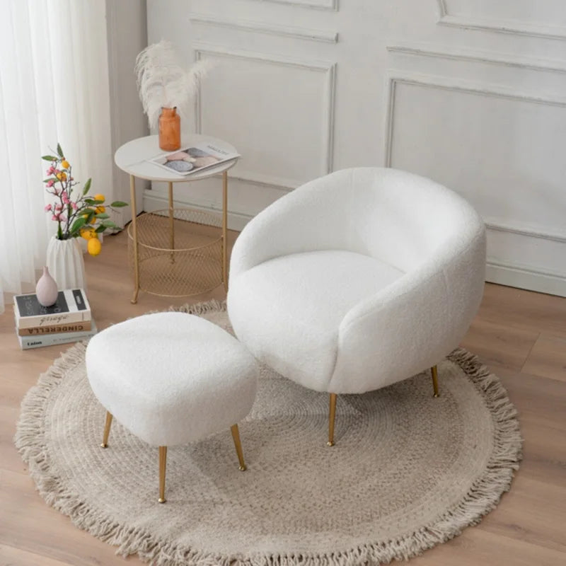 Fauteuil d'appoint contemporain avec ottoman, style tonneau