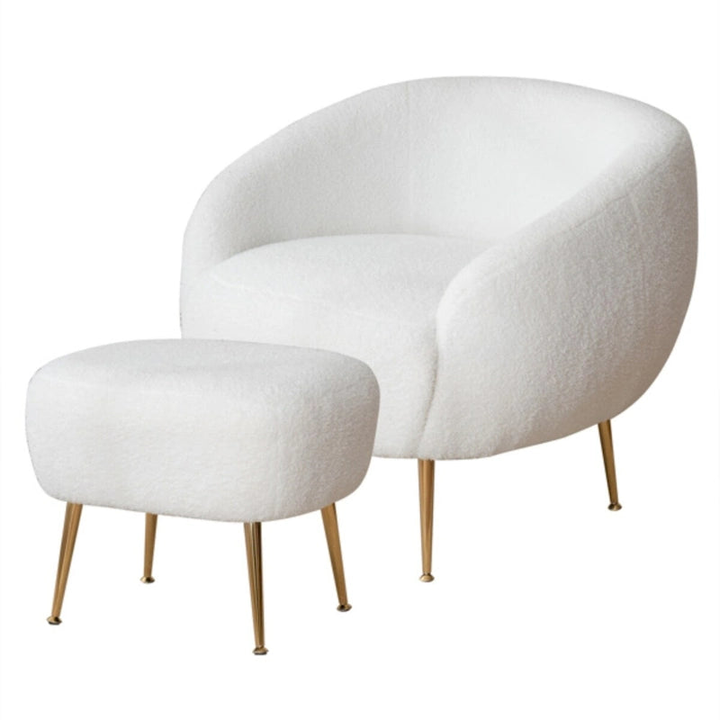 Fauteuil d'appoint contemporain avec ottoman, style tonneau