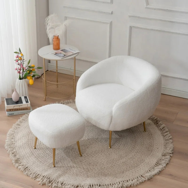 Fauteuil d'appoint contemporain avec ottoman, style tonneau
