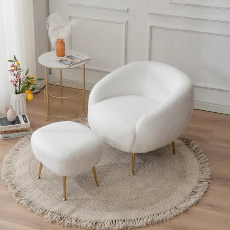 Fauteuil d'appoint contemporain avec ottoman, style tonneau