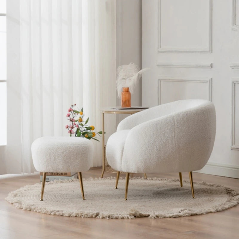 Fauteuil d'appoint contemporain avec ottoman, style tonneau