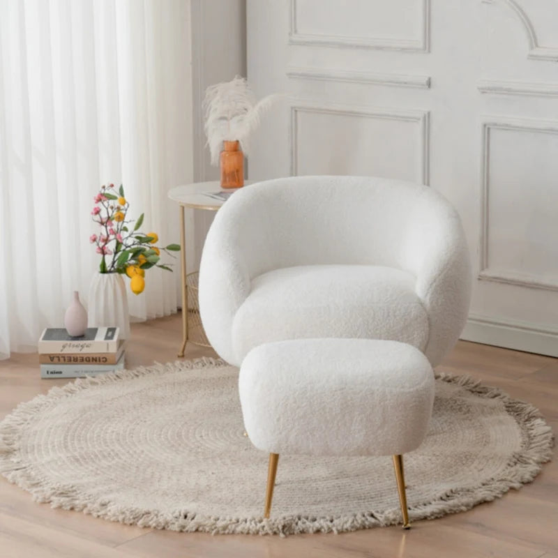 Fauteuil d'appoint contemporain avec ottoman, style tonneau
