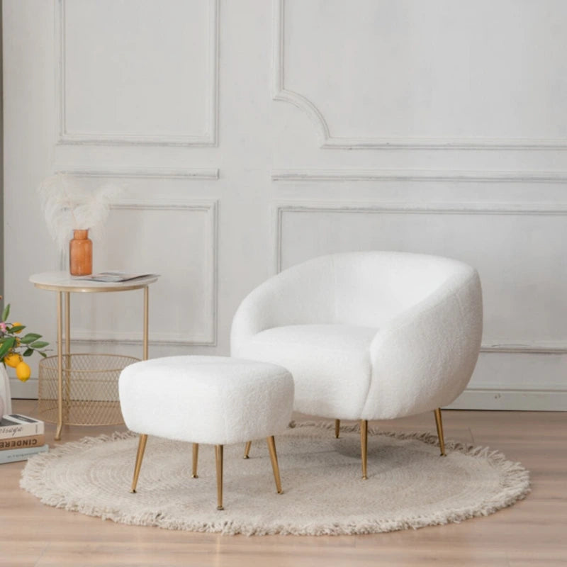 Fauteuil d'appoint contemporain avec ottoman, style tonneau