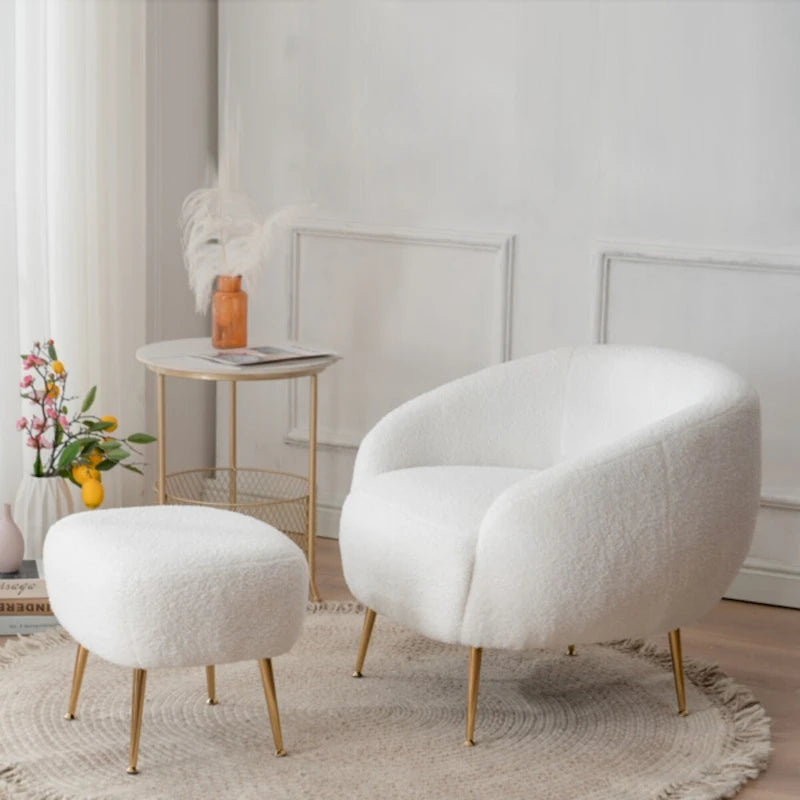 Fauteuil d'appoint contemporain avec ottoman, style tonneau