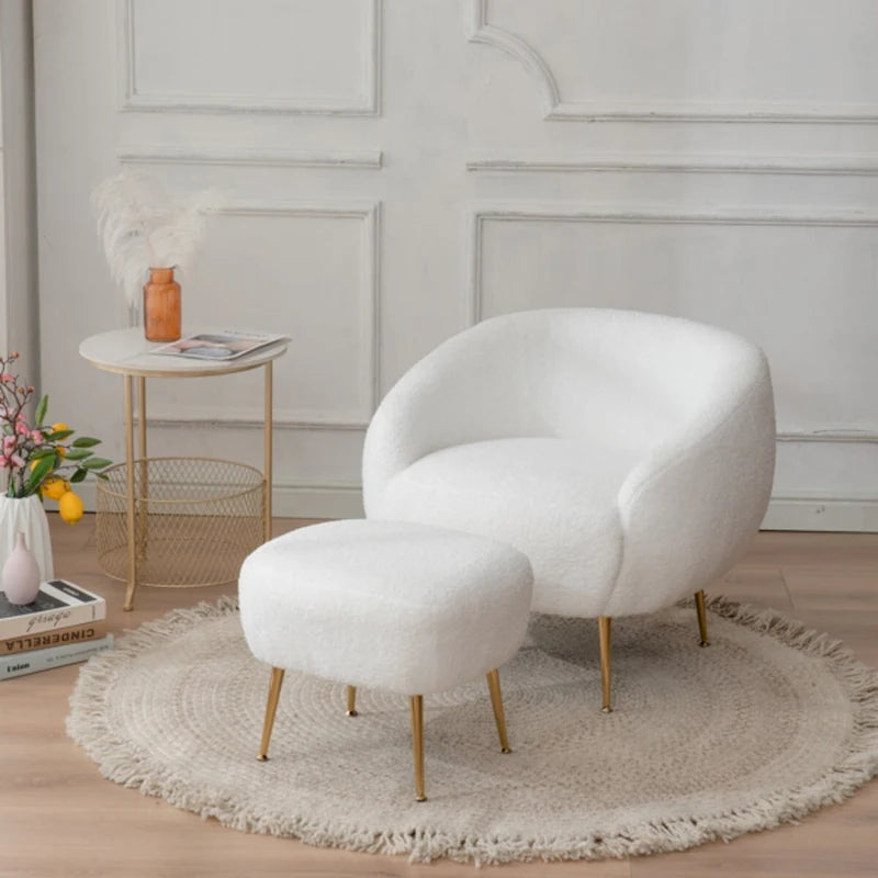 Fauteuil d'appoint contemporain avec ottoman, style tonneau