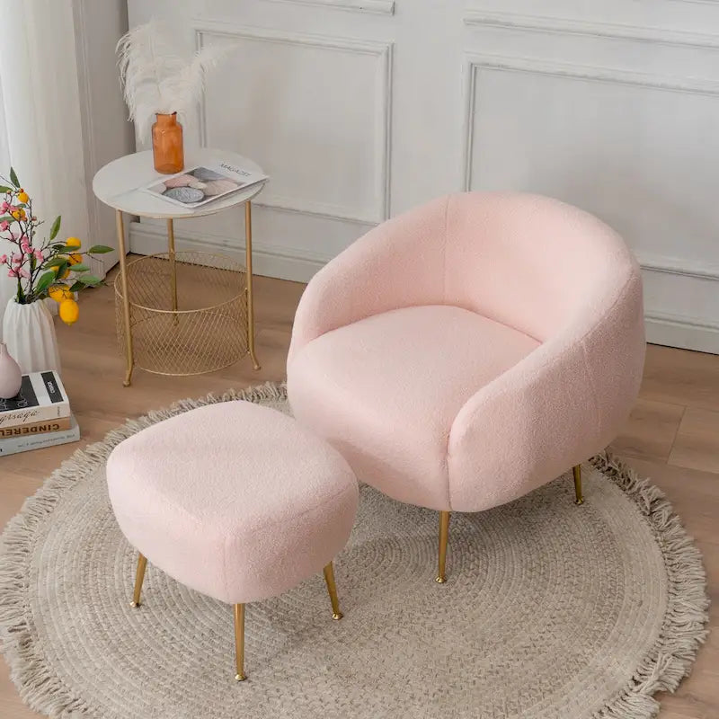 Fauteuil d'appoint contemporain avec ottoman, style tonneau