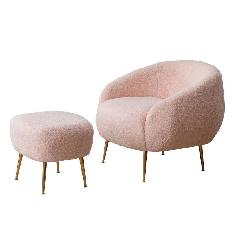 Fauteuil d'appoint contemporain avec ottoman, style tonneau