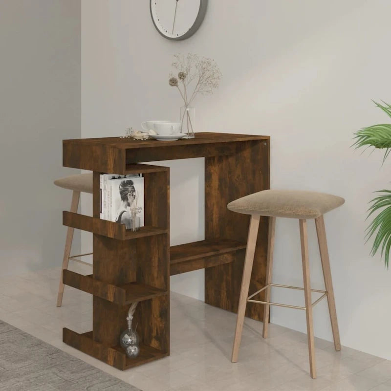 Table de bar avec étagère de rangement