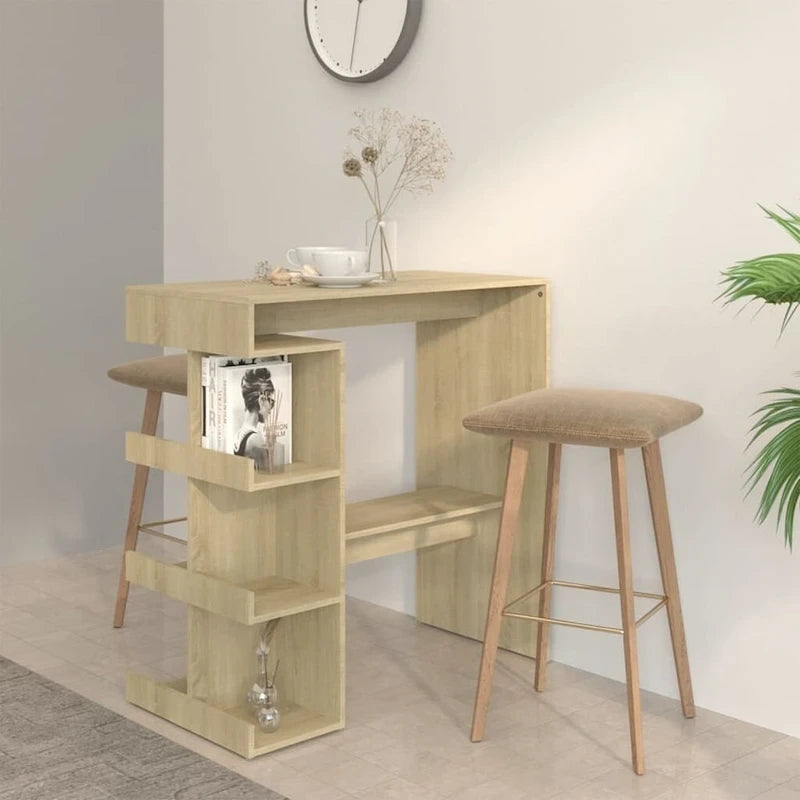 Table de bar avec étagère de rangement