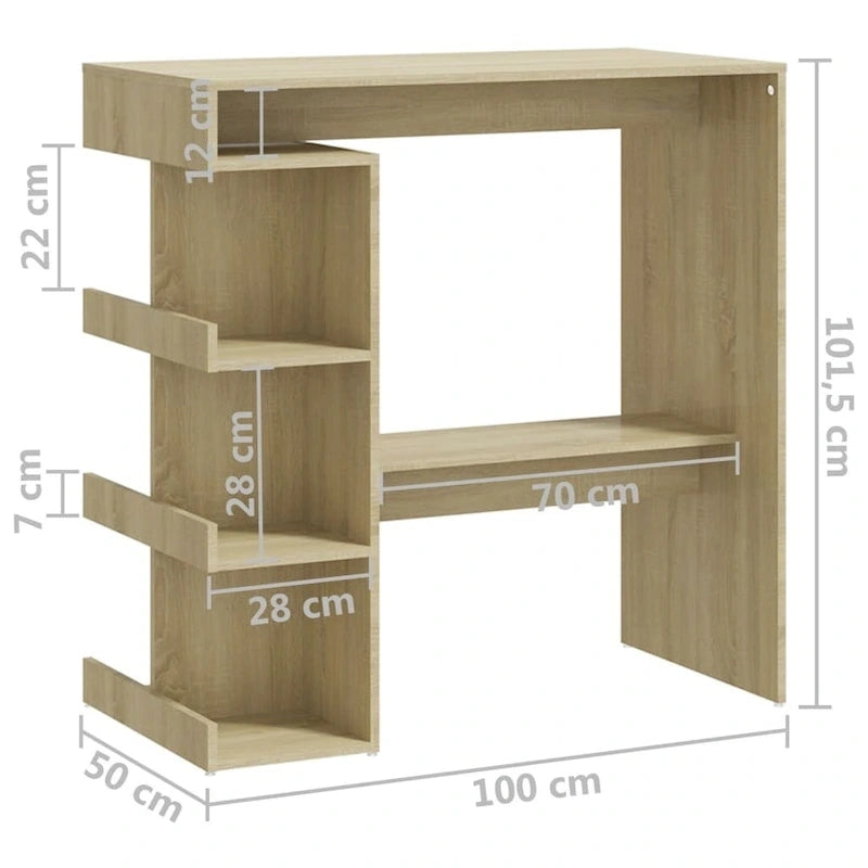 Table de bar avec étagère de rangement