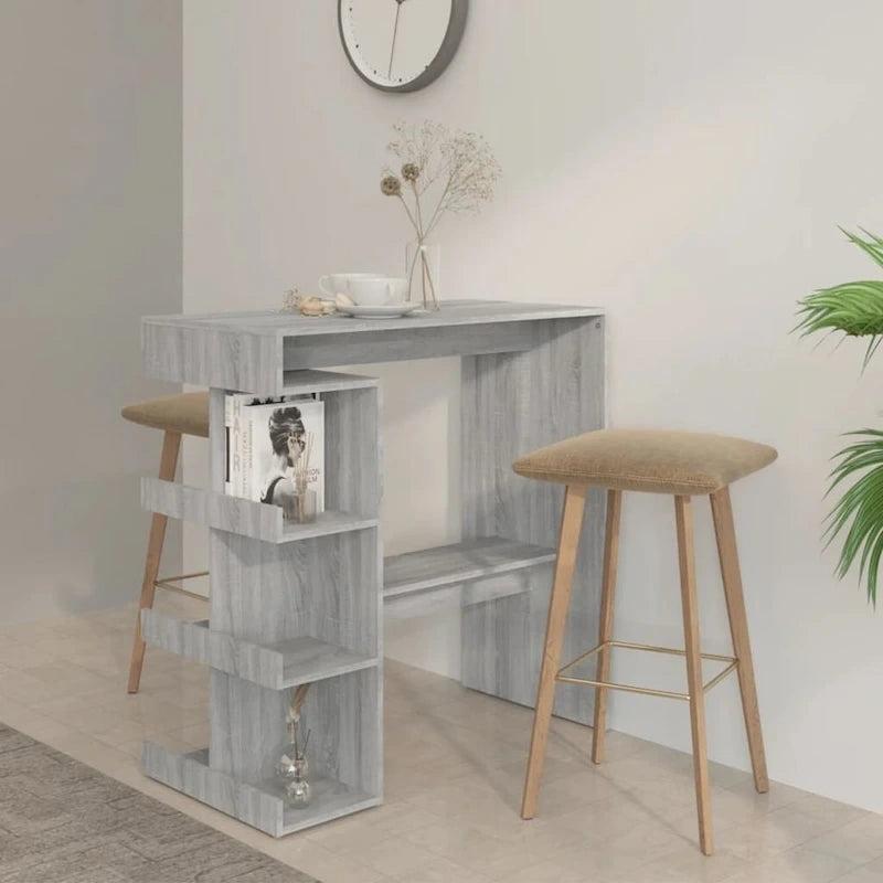 Table de bar avec étagère de rangement