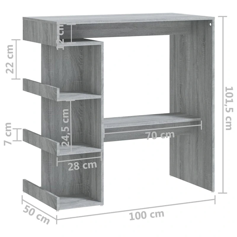Table de bar avec étagère de rangement