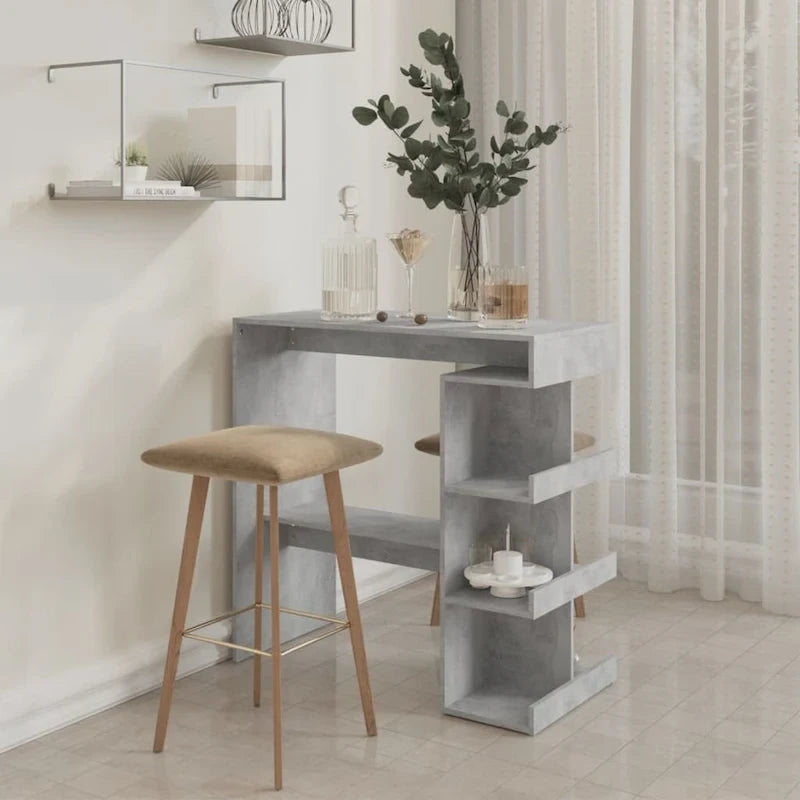 Table de bar avec étagère de rangement