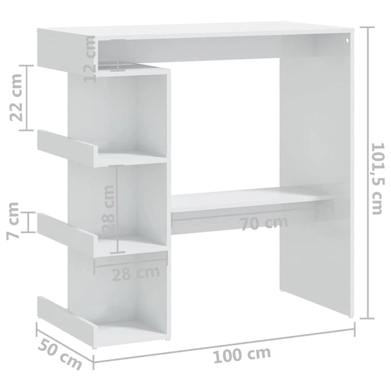 Table de bar avec étagère de rangement