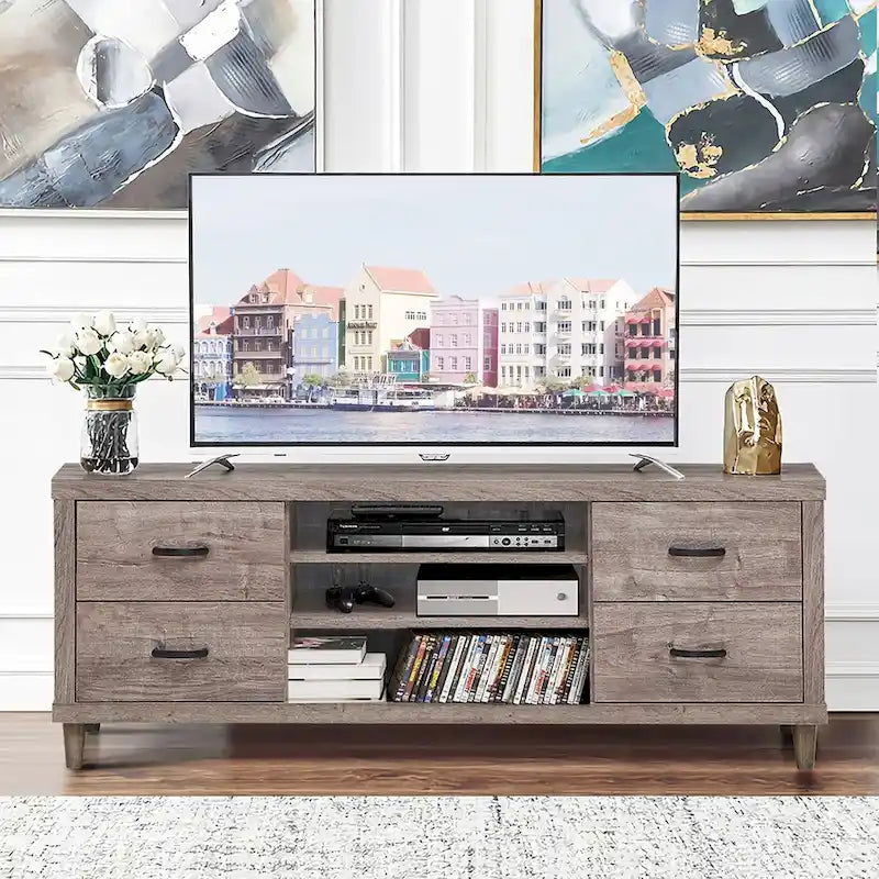 Meuble TV - Meuble de divertissement pouvant accueillir un téléviseur de 65 pouces avec rangement