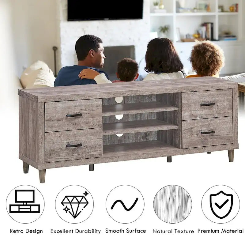 Meuble TV - Meuble de divertissement pouvant accueillir un téléviseur de 65 pouces avec rangement
