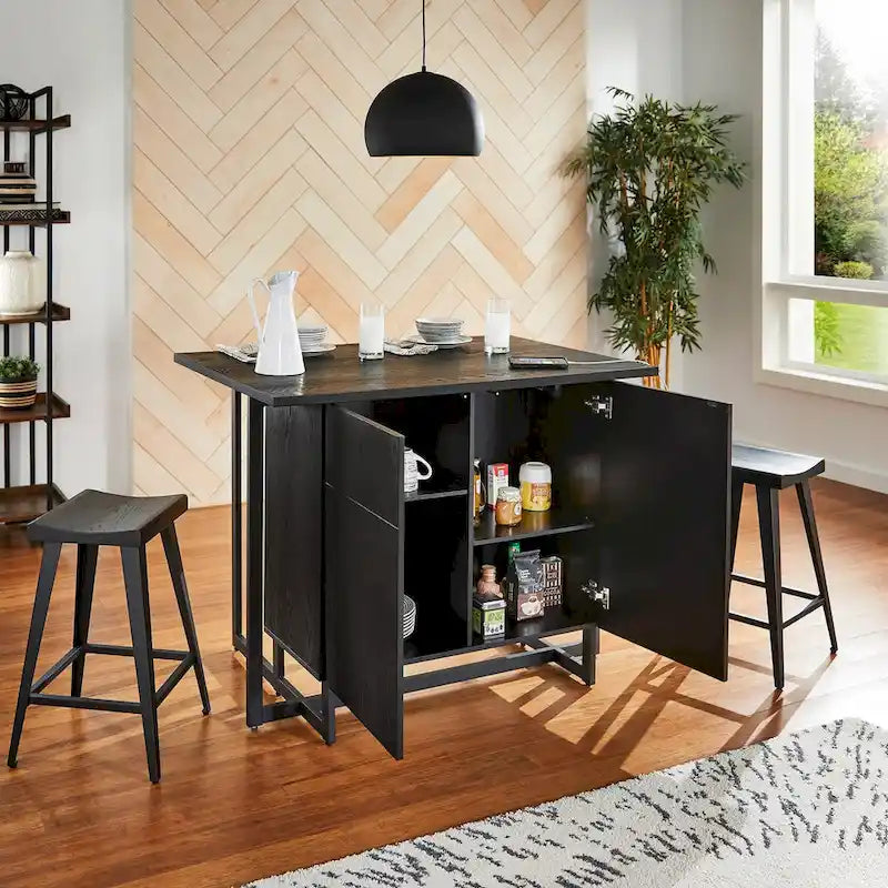 Îlot de cuisine noir à double porte