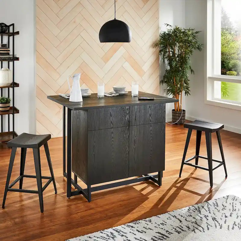 Îlot de cuisine noir à double porte