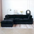 Canapé d'angle moderne en tissu polyester avec pouf