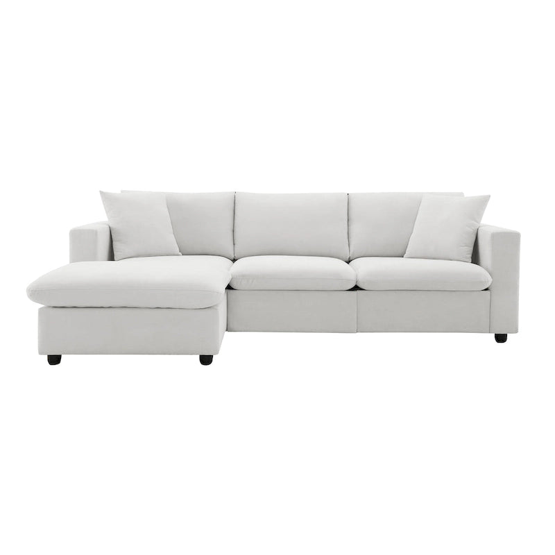 Canapé d'angle moderne en tissu polyester avec pouf