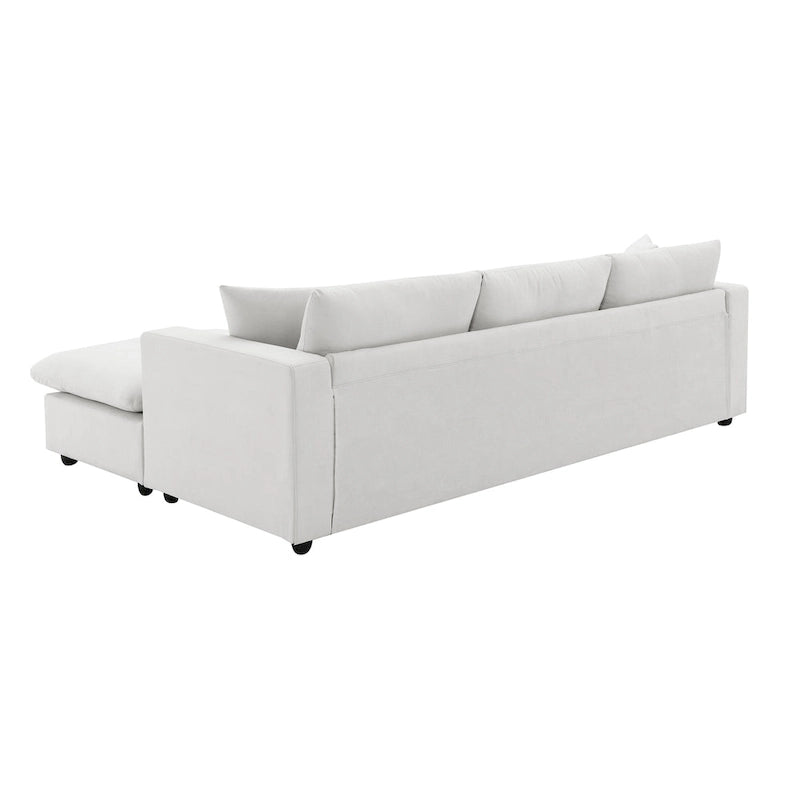 Canapé d'angle moderne en tissu polyester avec pouf