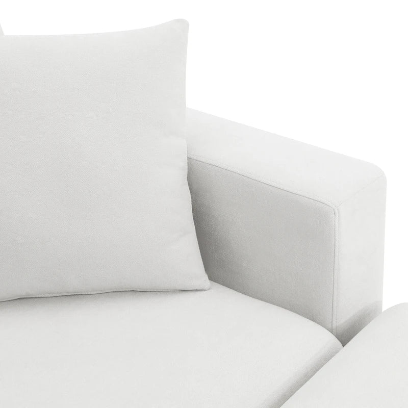 Canapé d'angle moderne en tissu polyester avec pouf