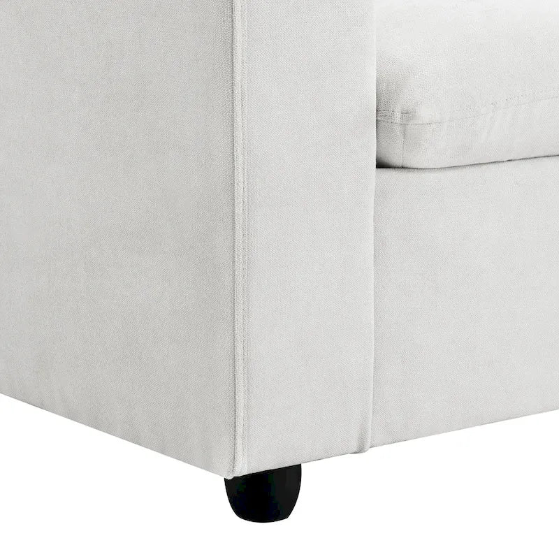 Canapé d'angle moderne en tissu polyester avec pouf