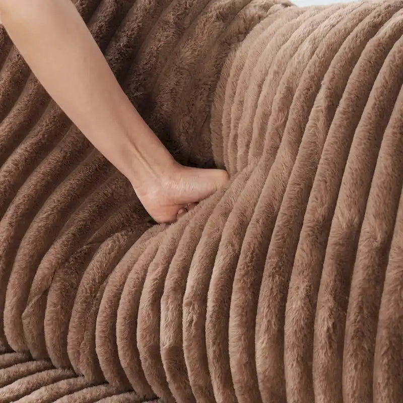 Canapé d'angle moderne en tissu polyester avec pouf