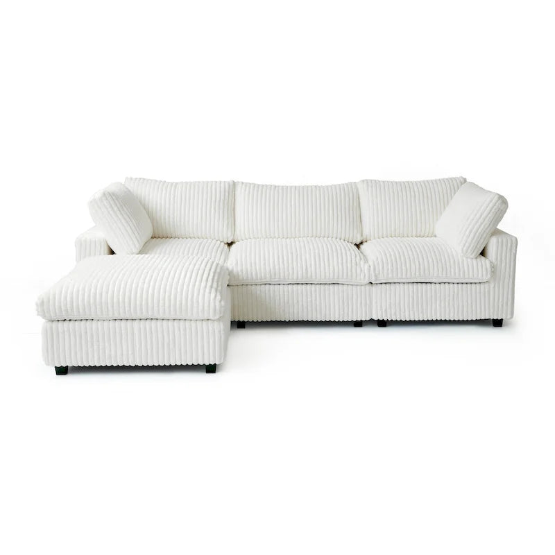 Canapé d'angle moderne en tissu polyester avec pouf