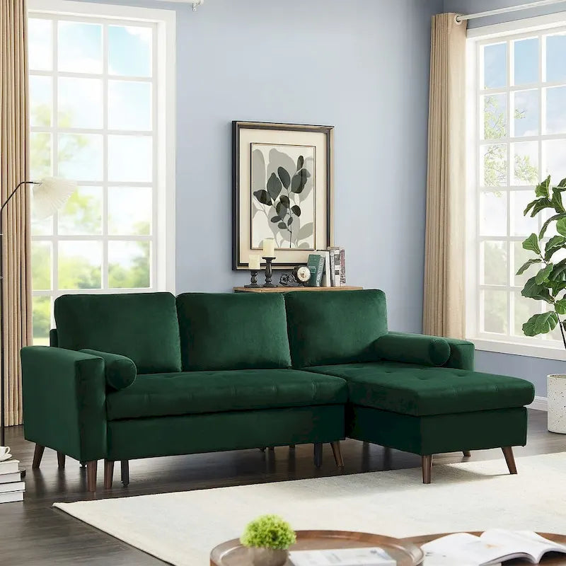 88 W L-Shaped Reversible Multifunctional Sofa Bed with Storage Recliner