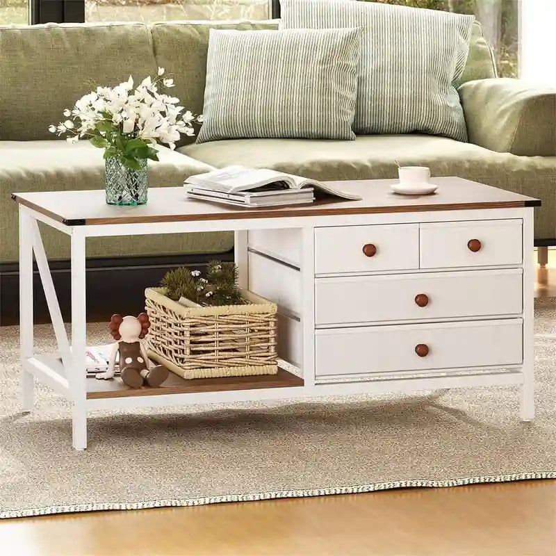 Table basse avec 4 tiroirs de rangement