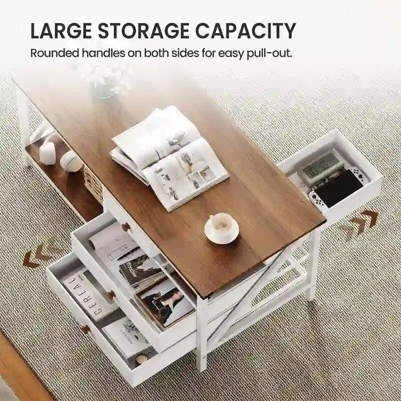 Table basse avec 4 tiroirs de rangement