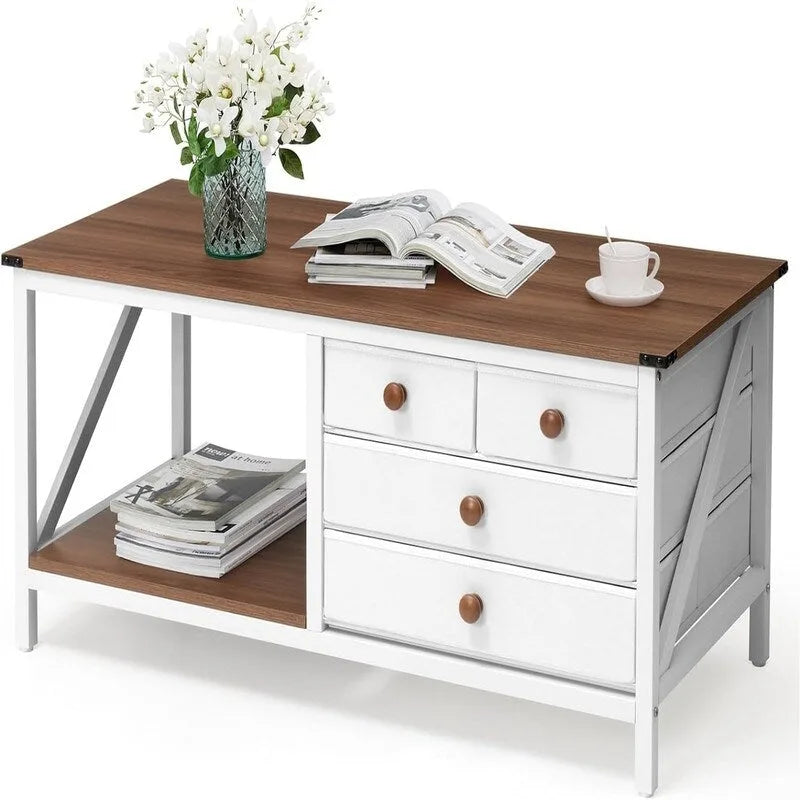 Table basse avec 4 tiroirs de rangement