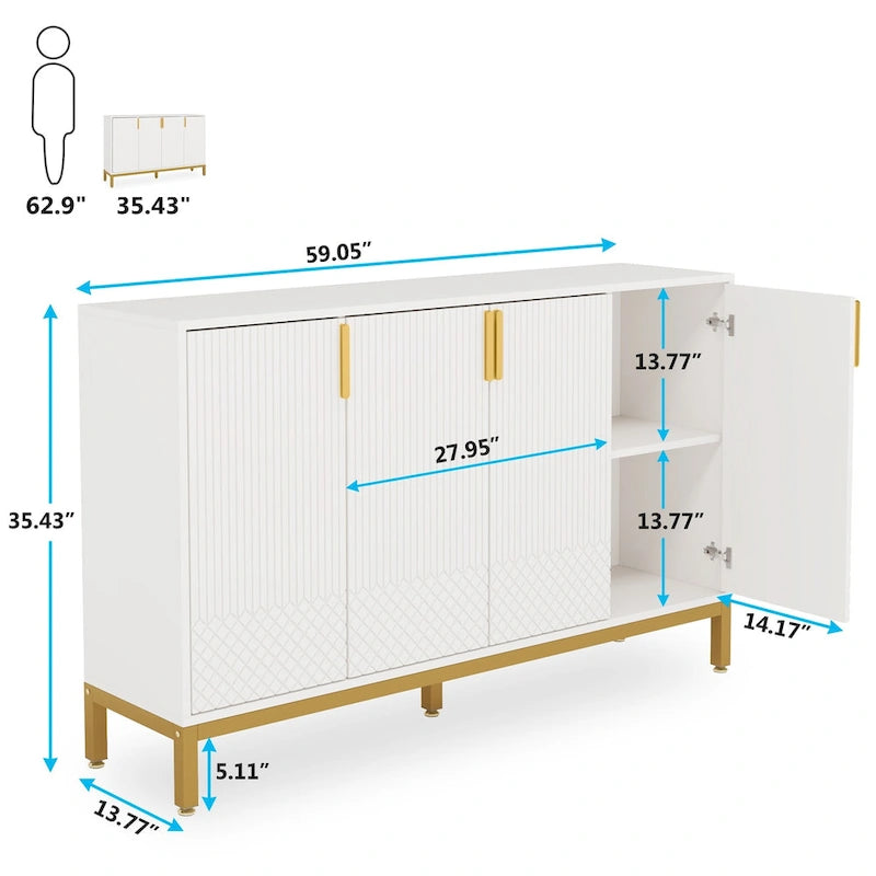 Meuble buffet avec rangement, buffet de 150 cm