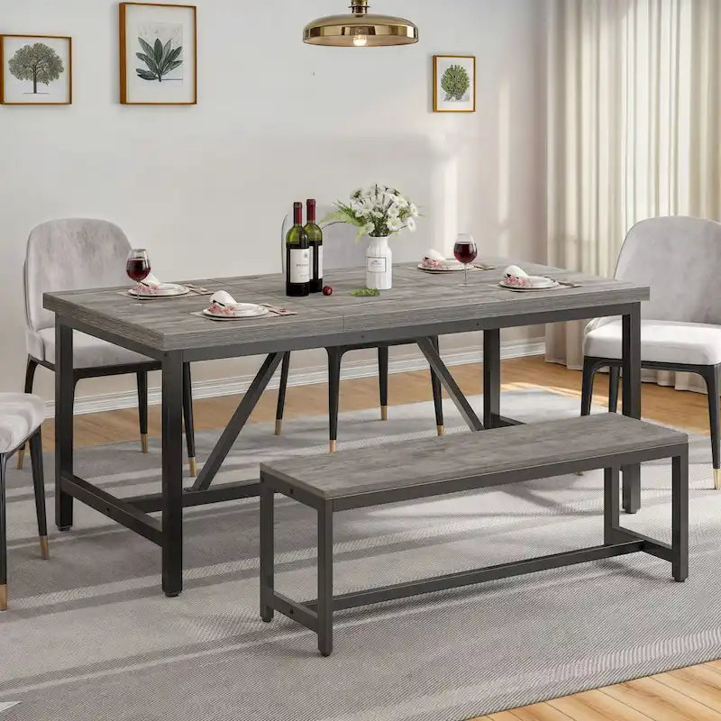Table de salle à manger de style champêtre de 70 pouces