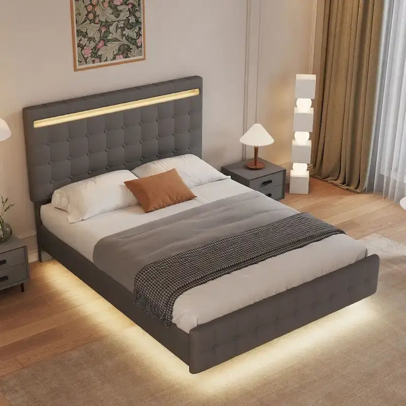 Cadre de lit suspendu avec lumières LED