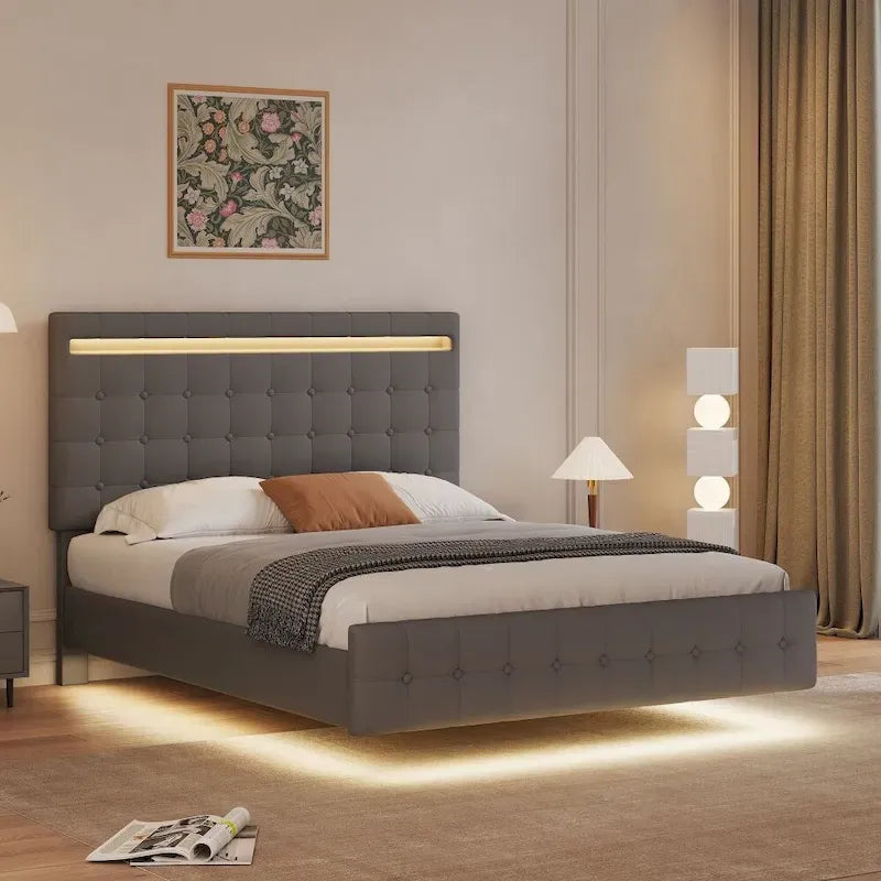 Cadre de lit suspendu avec lumières LED