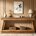 Console extra longue de 180 cm avec étagère de rangement