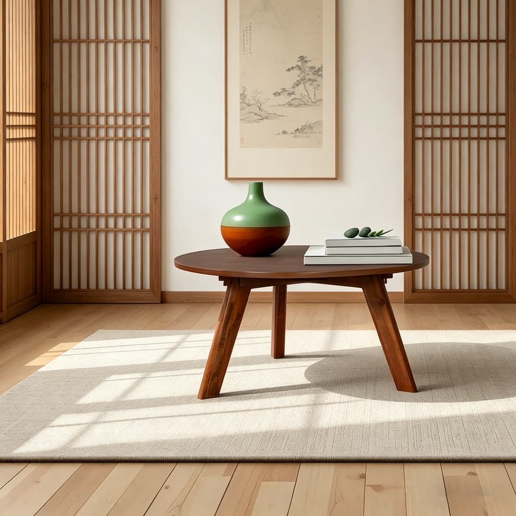 Table basse ronde en bois d'acacia