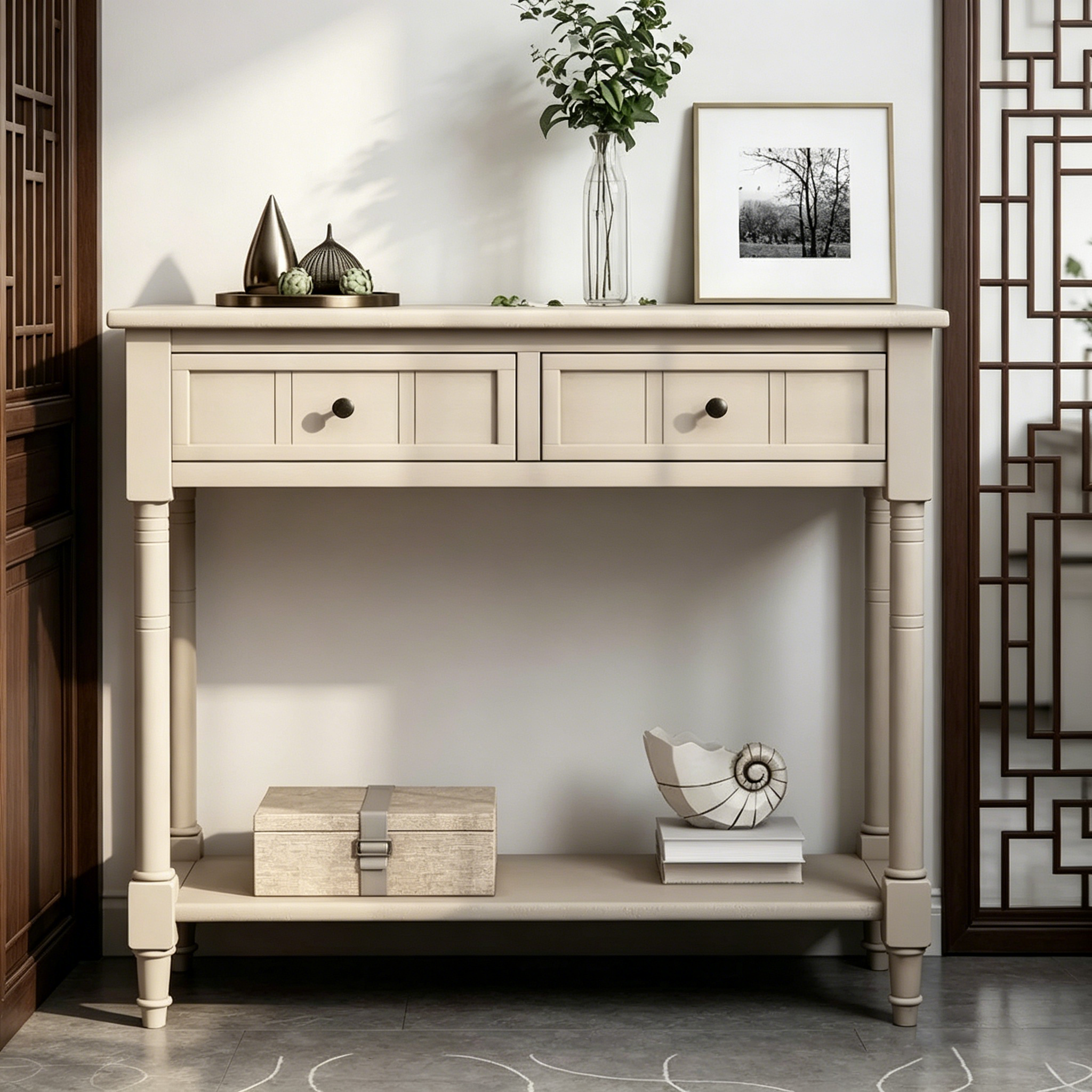 Console Daisy avec 2 tiroirs et étagère inférieure
