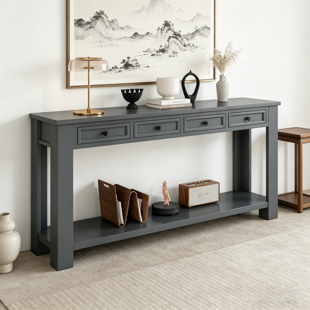 Console d'entrée pour couloir, table de canapé avec tiroirs de rangement et étagère inférieure